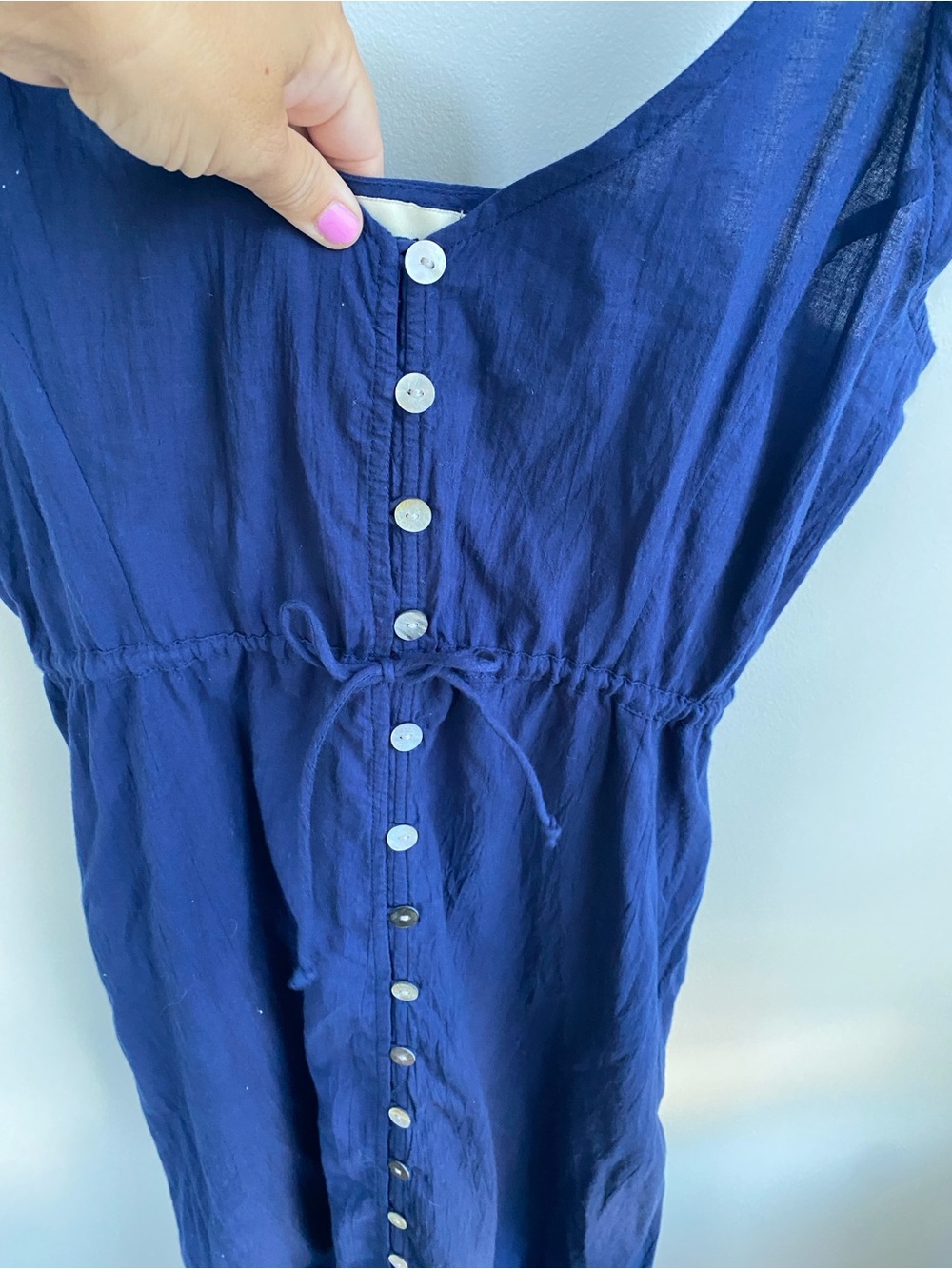 Cleobella Nantucket Navy Tie-Shoulder Button-Down Midi Dress M - Picture 4 of 7